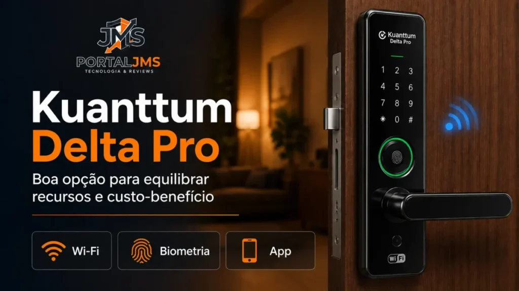 Kuanttum Delta Pro fechadura digital Wi-Fi com biometria, aplicativo e teclado numérico